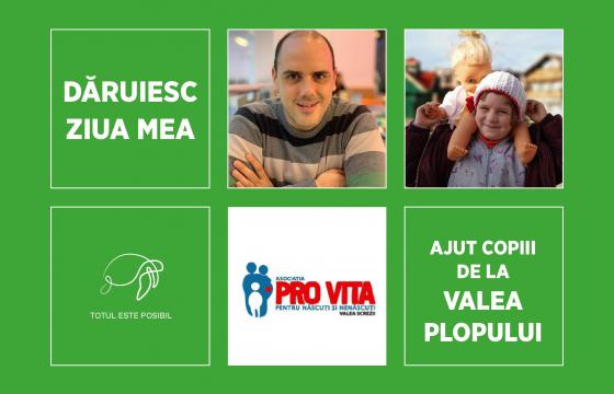 Dăruiesc ziua mea copiilor de la Valea Plopului!