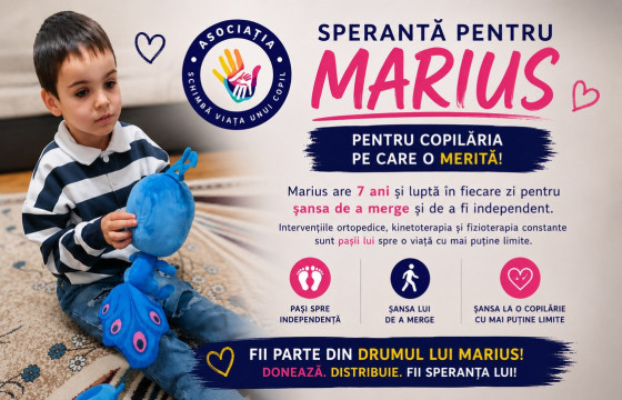 Speranță pentru Marius: PENTRU O COPILĂRIE CU MAI PUȚINE LIMITE!